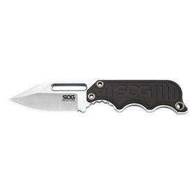 SOG Instinct Mini Fixed Blade Survival Knife has a clip point blade with straight edge.